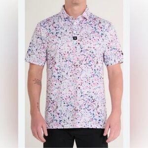 Bad Birdie Splatter Print Polo Shirt